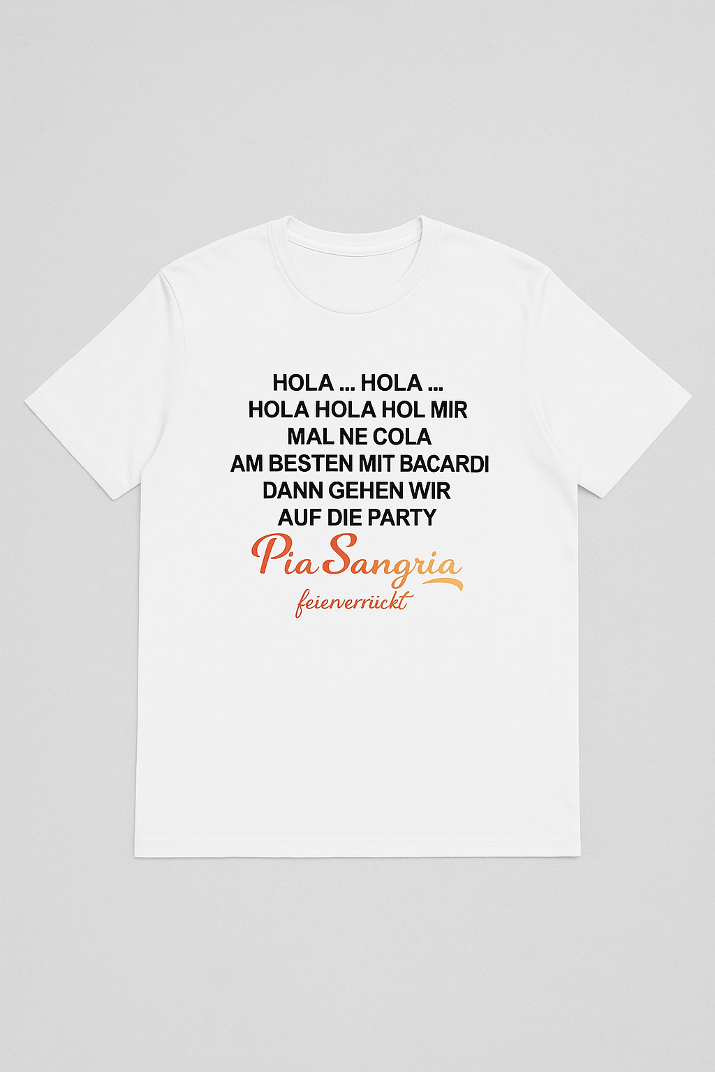 Pia Sangria – Limited Edition T-Shirt „Hola Cola Bacardi“ (Weiß)