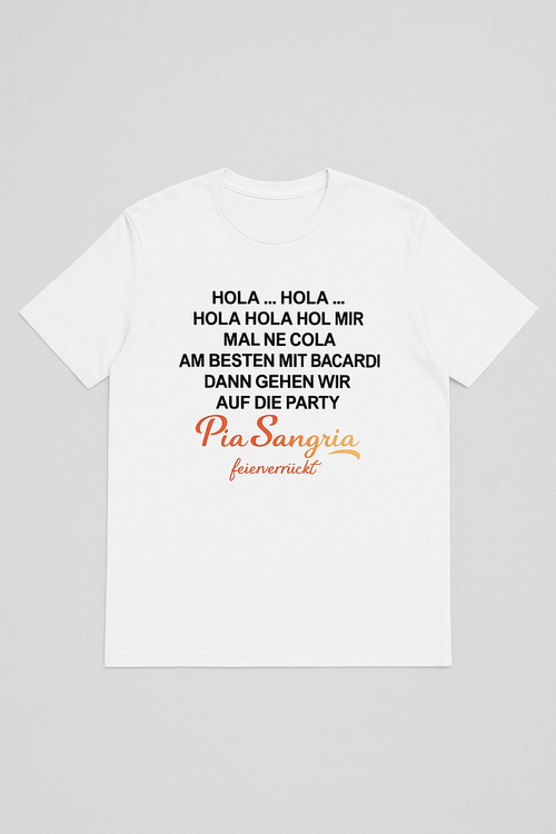 Pia Sangria – Limited Edition T-Shirt „Hola Cola Bacardi“ (Weiß)